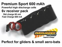 Overlander Nimh Battery Pack 2/3 AA 600mah 6v Receiver Flat Premium Sport