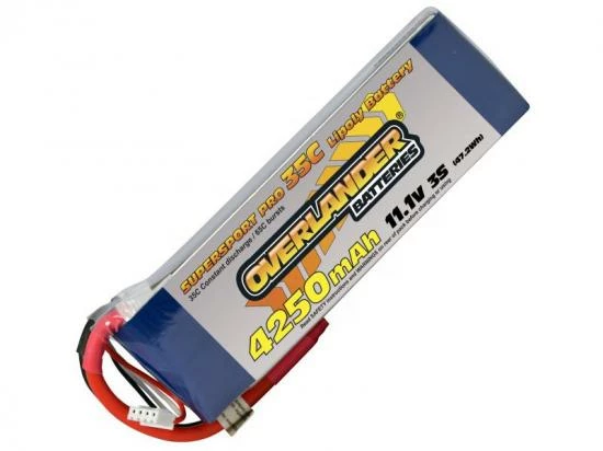 4250mAh 3S 11.1v 35C LiPo Battery - Overlander Supersport 1 4250mAh 3S 11.1v 35C LiPo Battery - Overlander Supersport