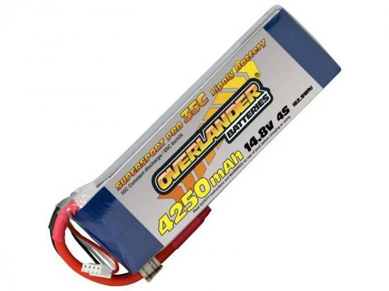 4250mAh 4S 14.8v 35C LiPo Battery - Overlander Supersport 1 4250mAh 4S 14.8v 35C LiPo Battery - Overlander Supersport