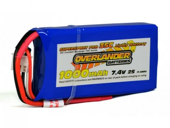 1000mAh 2S 7.4v 35C LiPo Battery - Overlander Supersport Pro 1 1000mAh 2S 7.4v 35C LiPo Battery - Overlander Supersport Pro