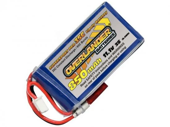 850mAh 3S 11.1v 35C LiPo Battery With BEC Connector - Overlander Supersport 1 850mAh 3S 11.1v 35C LiPo Battery With BEC Connector - Overlander Supersport