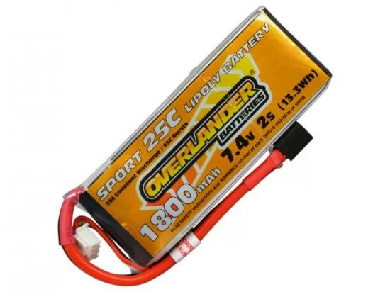 1800mAh 2S 7.4v 25C Lipo Battery - Overlander Sport 1 1800mAh 2S 7.4v 25C Lipo Battery - Overlander Sport