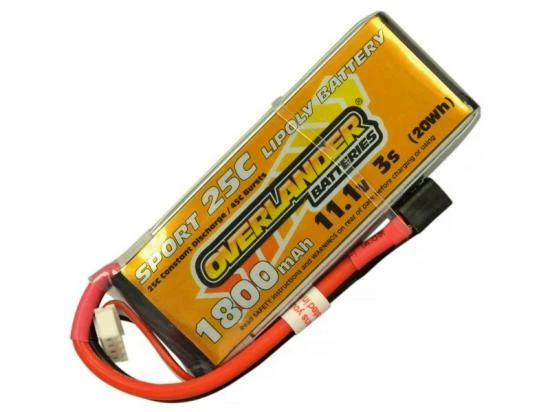 1800mAh 3S 11.1v 25C Lipo Battery - Overlander Sport - Deans 1 1800mAh 3S 11.1v 25C Lipo Battery - Overlander Sport - Deans