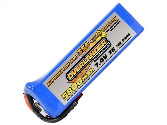 5800mAh 2S 7.4v 35C LiPo Battery - Overlander Supersport Pro 1 5800mAh 2S 7.4v 35C LiPo Battery - Overlander Supersport Pro