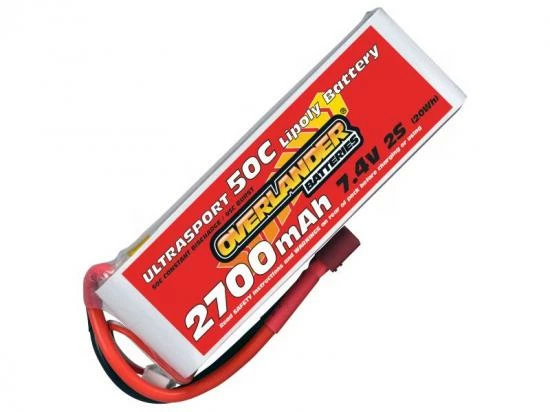 2700mAh 2S 7.4v 50C LiPo Battery - Overlander Ultrasport - Deans 1 2700mAh 2S 7.4v 50C LiPo Battery - Overlander Ultrasport - Deans