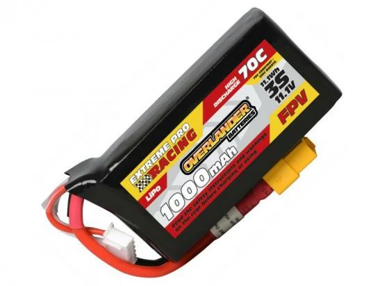 Overlander 1000mAh 3S 11.1V 70C FPV Lipo Battery - High Discharge - XT60 1 Overlander 1000mAh 3S 11.1V 70C FPV Lipo Battery - High Discharge - XT60