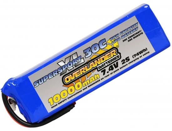 Overlander 10000mAh 7.4V 2S 30C SupersportXL LiPo Battery 1 Overlander 10000mAh 7.4V 2S 30C SupersportXL LiPo Battery